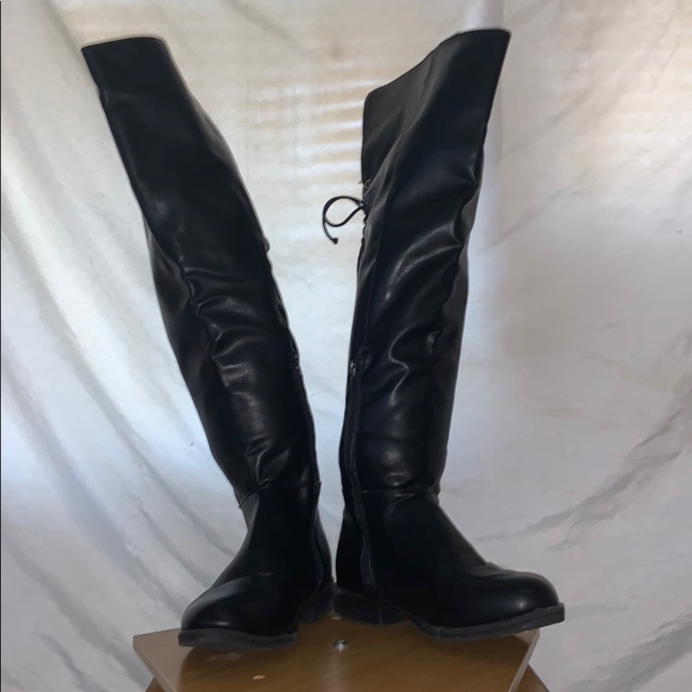 Faux leather calf high boots